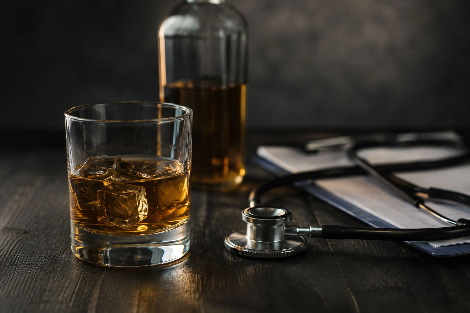 Bărbat ținând un pahar cu alcool în mână, imagine ilustrativă despre alcool ca factor de risc pentru sănătate.